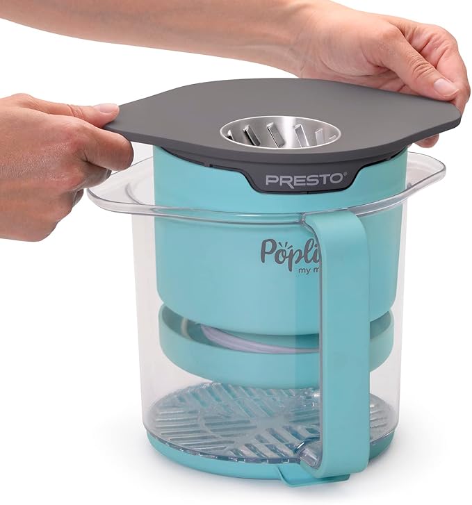 Presto 04811 PopLite My Munch Hot Air Popcorn Popper - Personal Sized, Built-In Serving Bowl, Compact Design, 8 Cups, Blue