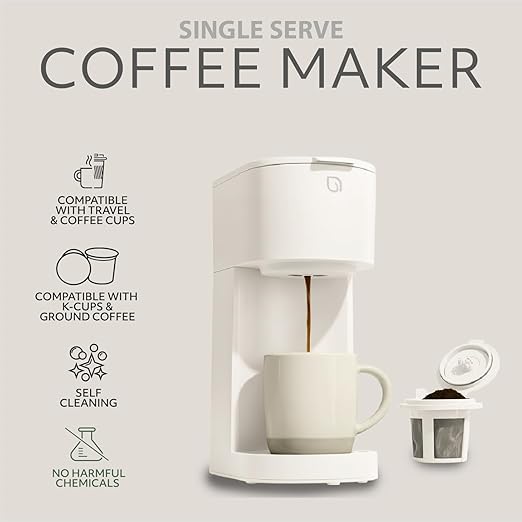 WILLOW Eco Series Single Serve Coffee Maker for K Cup and Ground Coffee, 6 to 12oz Brew Sizes with Strong Brew Option, Small Coffee Machine with Removable Reservoir & Reusable Filter, Eco-Friendly
