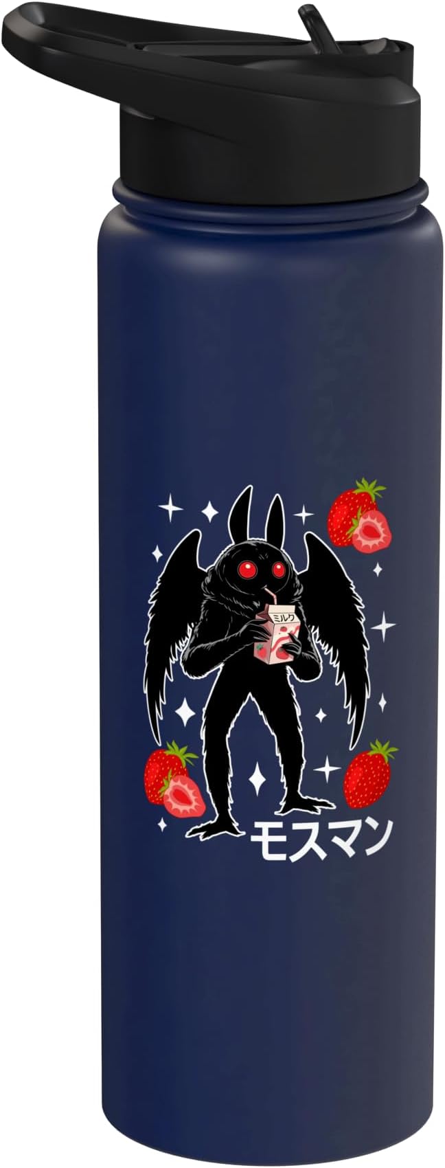 Mothman Kawaii Strawberry Milk Shake Carton Stainless Steel Insulated Water Bottle