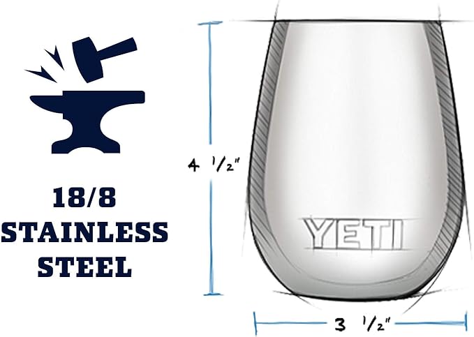 YETI Rambler 10 oz Wine Tumbler, Vacuum Insulated, Stainless Steel with MagSlider Lid, White