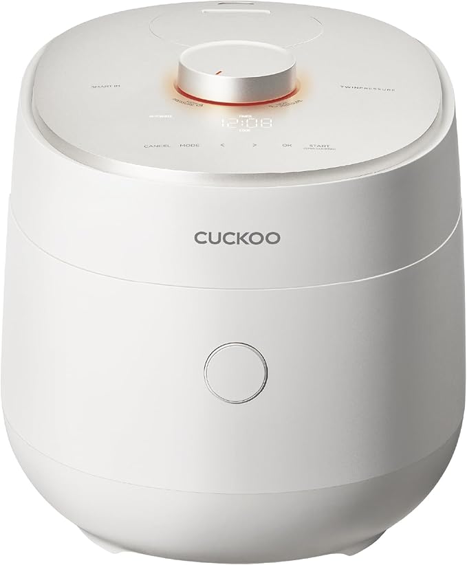 CUCKOO Twin Pressure Rice Cooker 6-Cup Uncooked / 12-Cup Cooked with Induction Heating Technology, Silent Pressure System, Open Cooking Mode, Dynamic Display, Eco Inner Pot, White (CRP-OHTR0609FW)