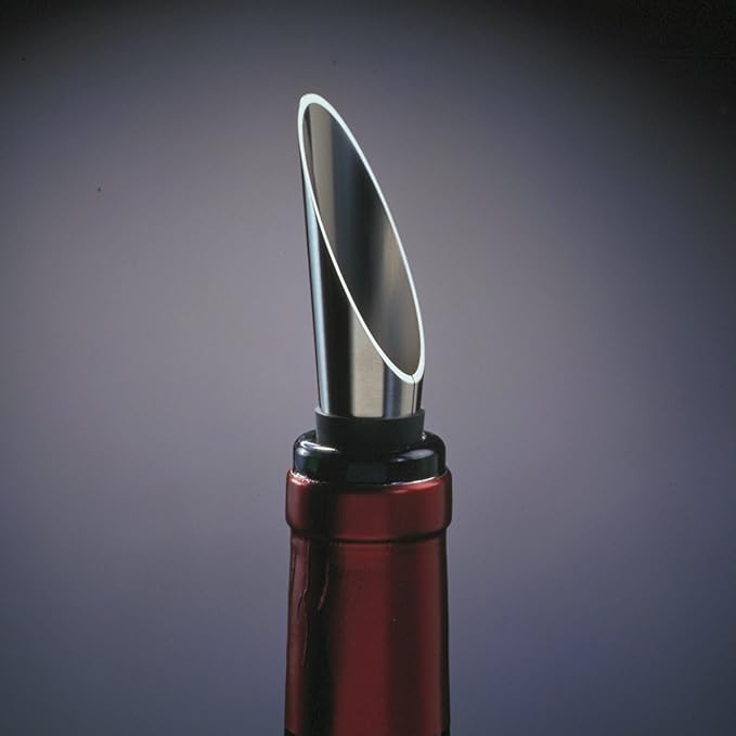 Rosendahl Grand Cru Barware Wine Pourer, Black/Steel, 3.1"H, Designed by Erik Bagger, Gift Box Included