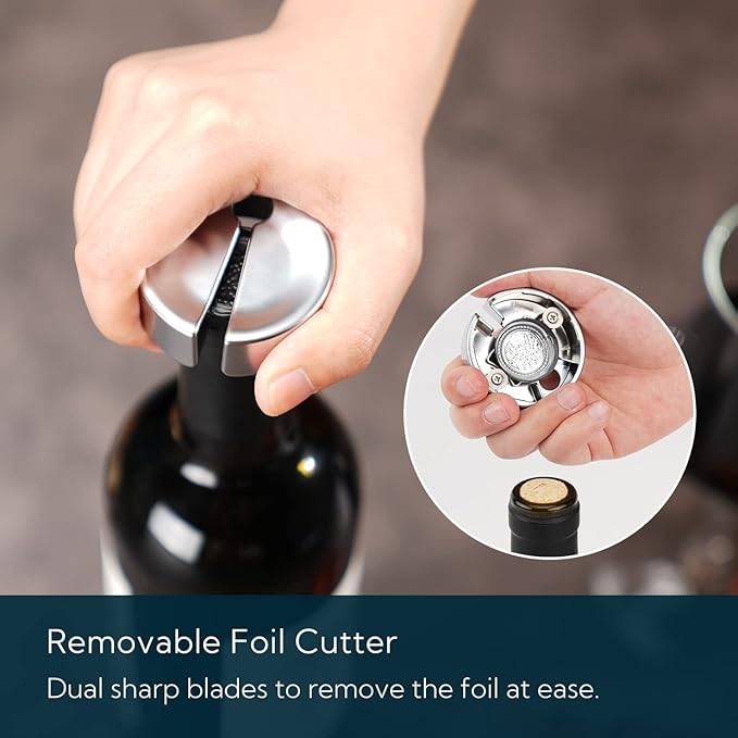 KITCHENDAO 2-in-1 Vacuum Wine Stopper and Luxury 3 in 1 Wine Opener