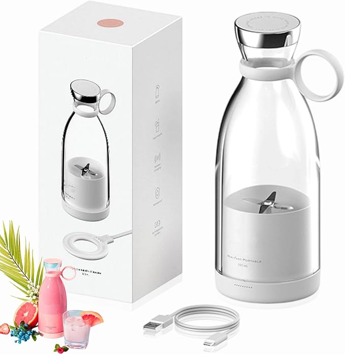 Portable Blender for Smoothies, Personal Small Smoothie Blender with 11.83 Oz/350ml for Shakes and Smoothies, Durable Stainless Steel Blades, Magnetic Charging, Convenient (White + Type-C Charging)