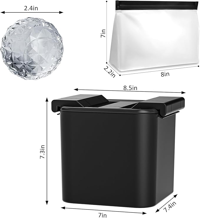 Bangp Premium Clear Ice Ball Maker with Storage Bag,4 Distinctive 2.4" Crystal Clear Ice Balls for Whiskey,Cocktails & Bourbon,Gifts for Men