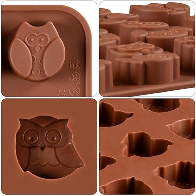 Joyeee 1 Pcs Animal Chocolate Mold, Owl Candy Mold Silicone Jello Mould for Kids, Small Silicone Molds for Candy Making, DIY Homemade Gummy, Ice, Pudding, Chocolate, Soap, Wax Melt etc