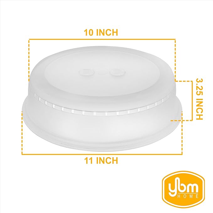 YBM Home Microwave Splatter Cover Keeps Your Microwave Spotless During Food Heating, Anti-Splatter Plate Lid Cover, BPA Free and Dishwasher Safe, 11 Inch ba293 Pack of 3