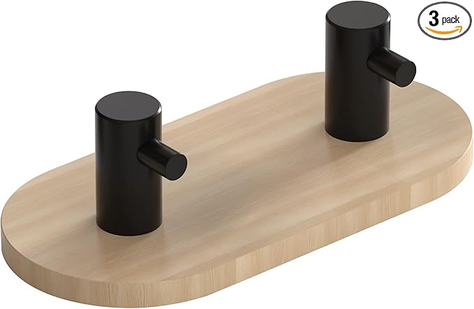 Kayqi 304 Stainless Steel Minimalist Hooks, Suitable for Various Settings Such as bathrooms, Kitchens, and entryways (Set of 3). (Black)