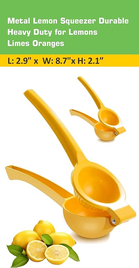 EcoQuality Heavy Duty Handheld Yellow Citrus Juice Squeezer Premium Lemon, Lime & Orange Press for Maximum Extraction Easy to Use, Durable and Rust Resistant Metal Manual Juicer (2)