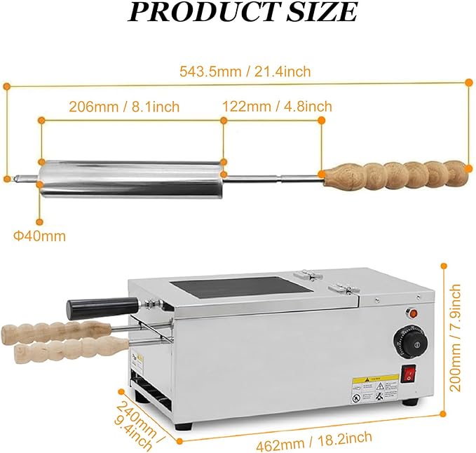 Cake Pop Roller Machine, Chimney Cake Roll Oven Machine 110V 220V Electric Chimney Roll Cake Maker, 2pcs/Time Ice Cream Cone Oven Machine,220V