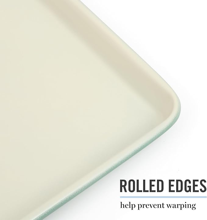 Martha Stewart Gallen 13 x 9 Inch Nonstick Carbon Steel Cookie Sheet - Teal Durable Baking Pan for Cookies, Brownies & Roasting