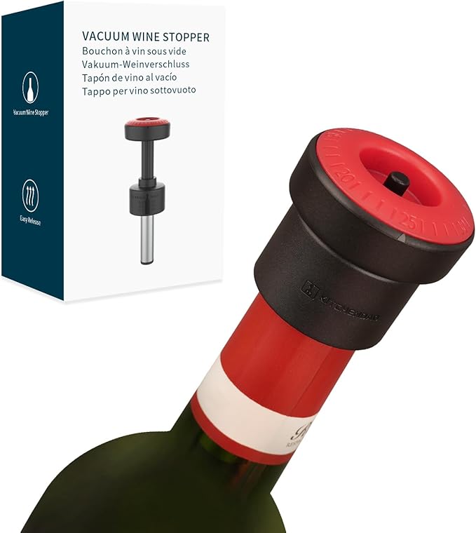 KITCHENDAO 2-in-1 Vacuum Wine Stopper and Luxury 3 in 1 Wine Opener