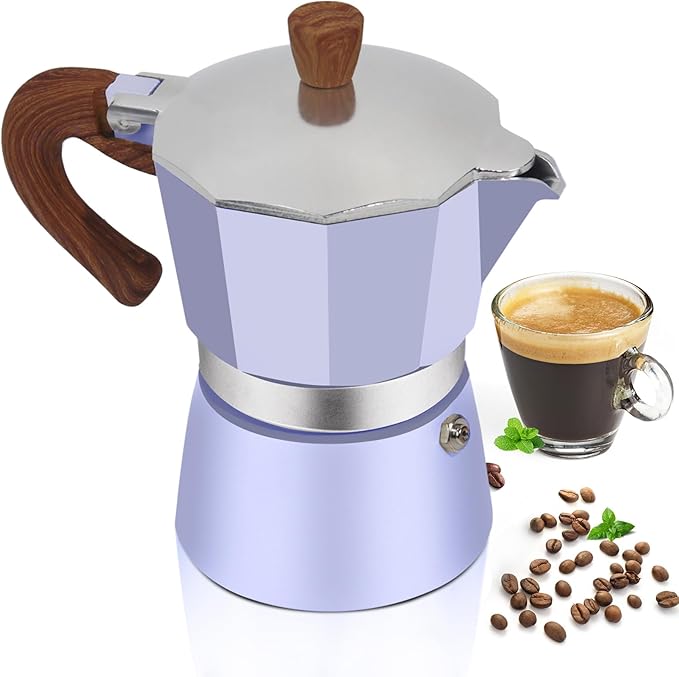 Aluminum 9 Cup 450ml Moka Pot Express Coffee Maker Stovetop Espresso Colorful Coffeemaker Italian Classic Style Brewing Greca Cafe Mocha Machine for Cafeteras Lover Camping Travel and Home Use 15oz