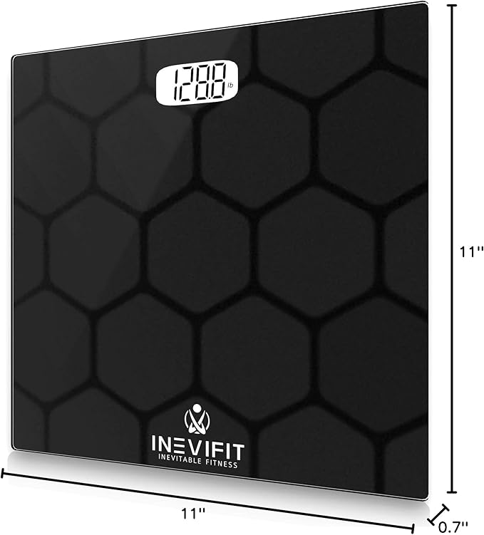 INEVIFIT Bathroom Scale, Highly Accurate Digital Bathroom Body Scale, Measures Weight up to 400 lbs. Includes Batteries