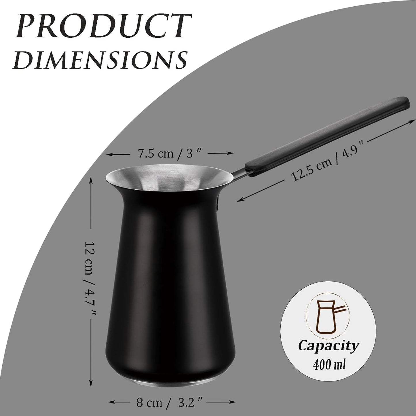 Turkish Coffee Pot - Gifts for Family &Friends,Cezve/Ibrik Coffee Pot for Stovetop,Briki Greek Turkish Pot with Heat-Resistant Rubber Handle,Milk Warming Pot,Arabic Tea Pot