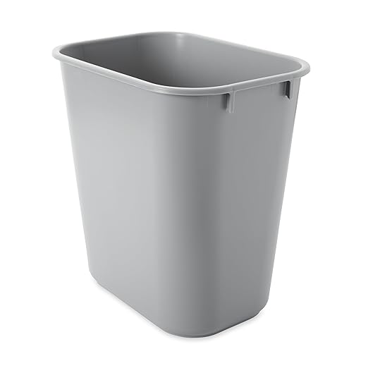 Rubbermaid Commercial Products Deskside Wastebasket/Trash Can, 3.25-Gallon/13-Quart, Gray, Plastic, for Bedroom/Bathroom/Office, Fits Under Desk/Sink/Cabinet