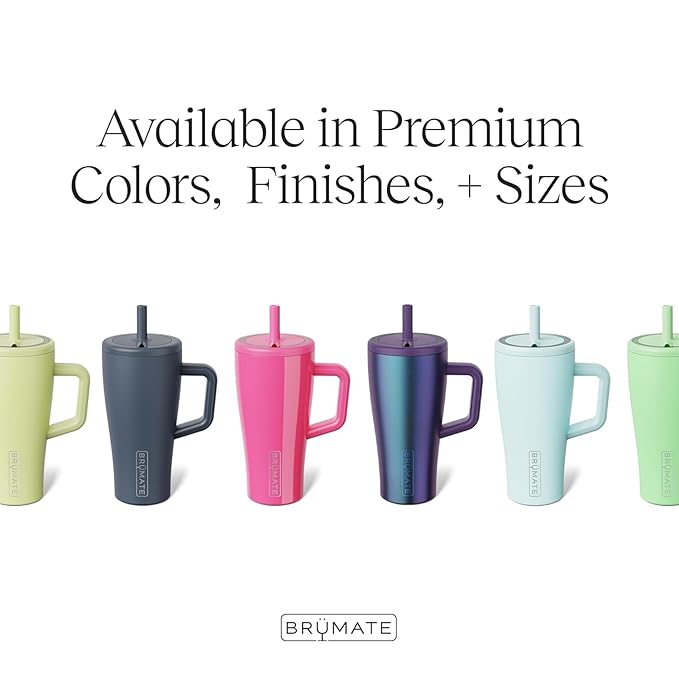BrüMate Era 20 oz Tumbler with Handle and Straw | 100% Leakproof Insulated Tumbler with Lid and Straw | Made of Stainless Steel | Cup Holder Friendly Base | 20oz (Primrose)