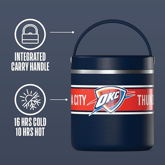 Hydrapeak x NBA Officially Licensed Oklahoma City Thunder 25oz Stainless Steel Vacuum Insulated Food Jar with Handle, Wide Mouth Leak-Proof Soup Jar for Adults, 10 Hours Hot & 16 Hrs Cold