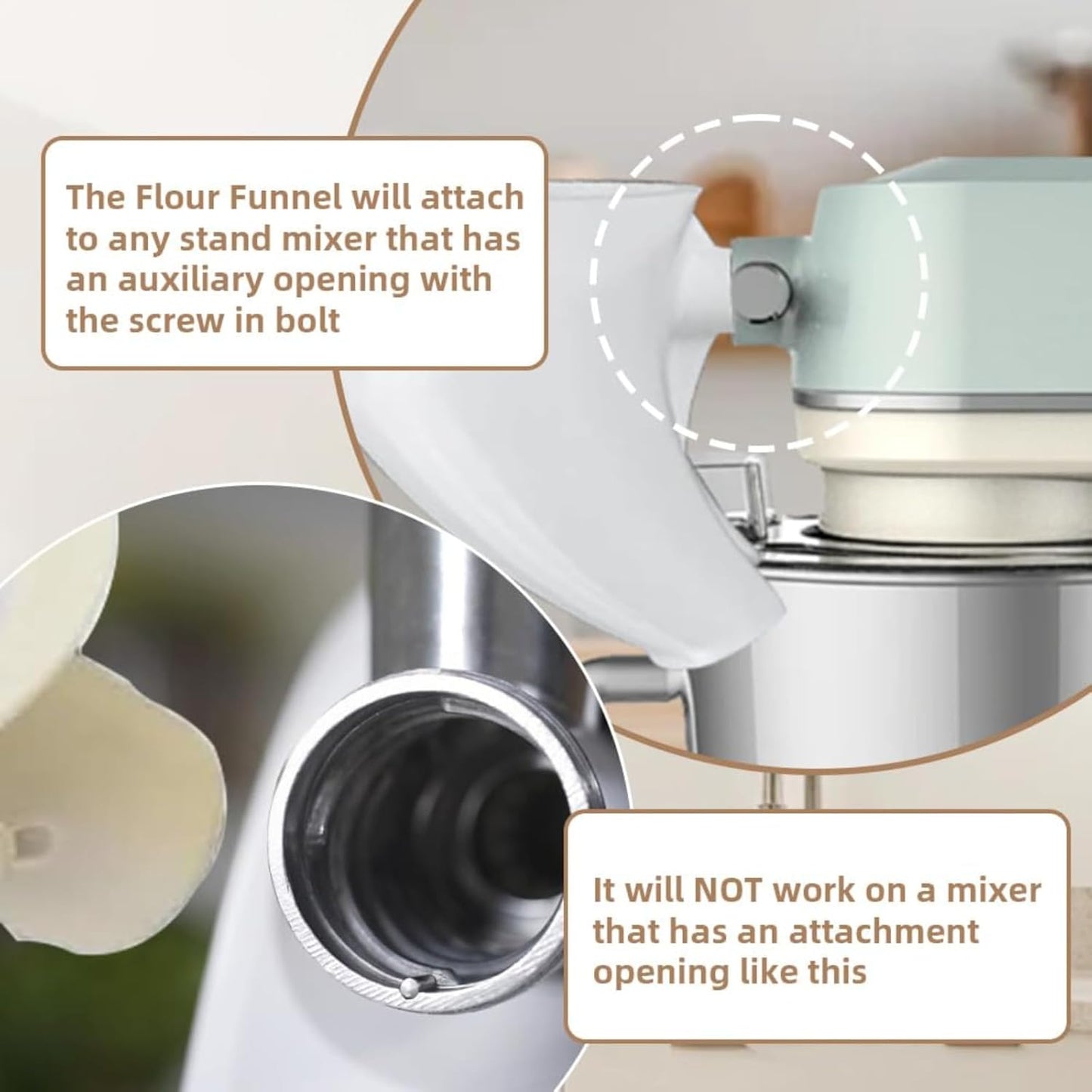 Flour Funnel for Kitchen Aid Mixer – Stand Mixer Attachment for KSM150 5-Quart Tilt-Head, Easy-Pour No-Mess Baking Tool, Fits Flour, Sugar & Egg Liquid, (Black)