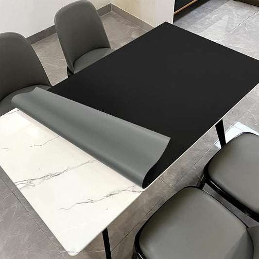 Leather Table Pad,1.8mm Thick,40x84 Inch,Dining Table Pad,Table Pads for Dining Room Table Rectangular,Table Protectors for Rectangle Tables,Dining Table Cover(Black+Gray,40x84)