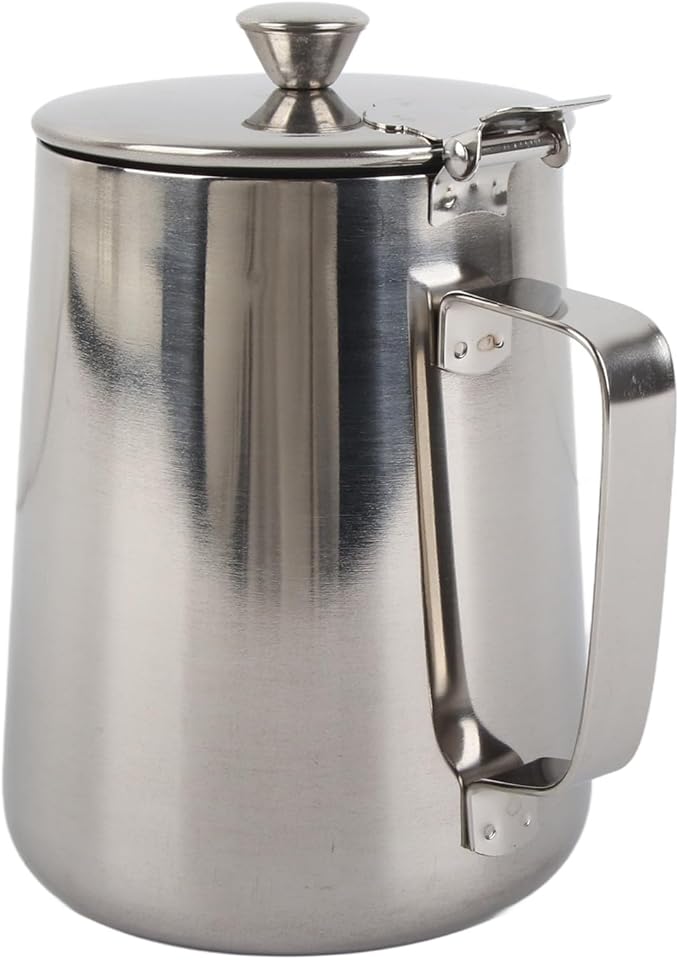 Stainless Steel Coffee Cup, Milk Frothing Jug, Latte Pitcher with Lid, 1000ml Frothing Cup for Baristas, Stainless Steel Mug for Hot & Cold Drinks