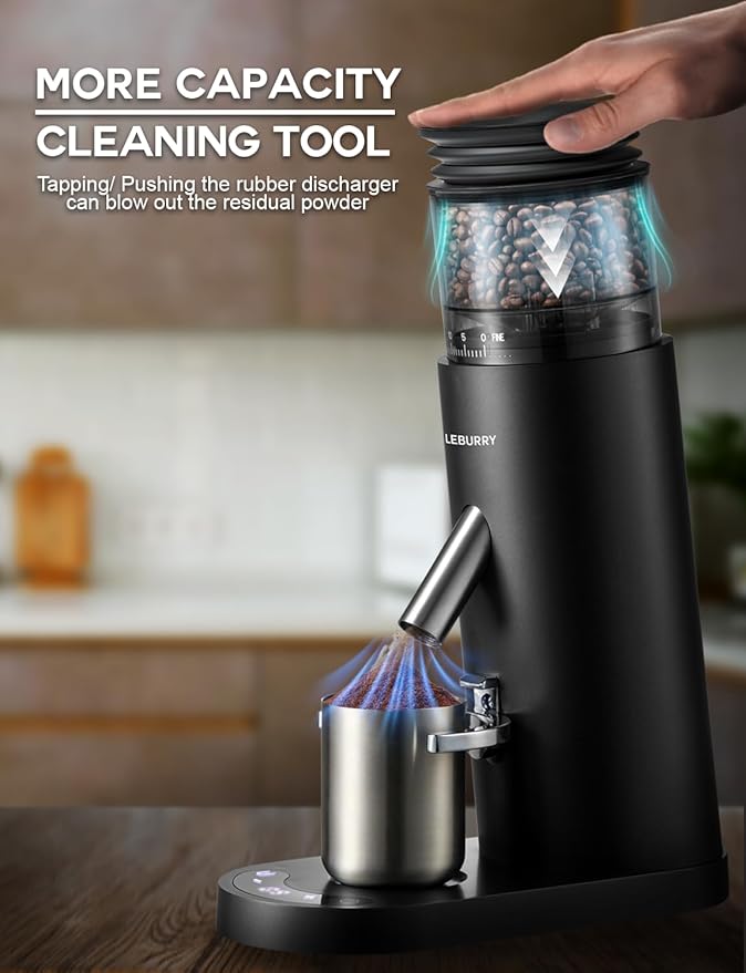 Burr Coffee Grinder – Portable Coffee Bean Grinder with 60 Grind Settings, LCD Timer, 51 & 58mm Portafilter Compatible - Rechargeable Electric Espresso Grinders for Home, Office & Travel