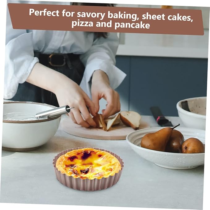 4pcs Removable Bottom Non-stick Quiche Pans Heavy-duty Tart Baking Tray for Home and Restaurant Use for Tarts Pies and Desserts