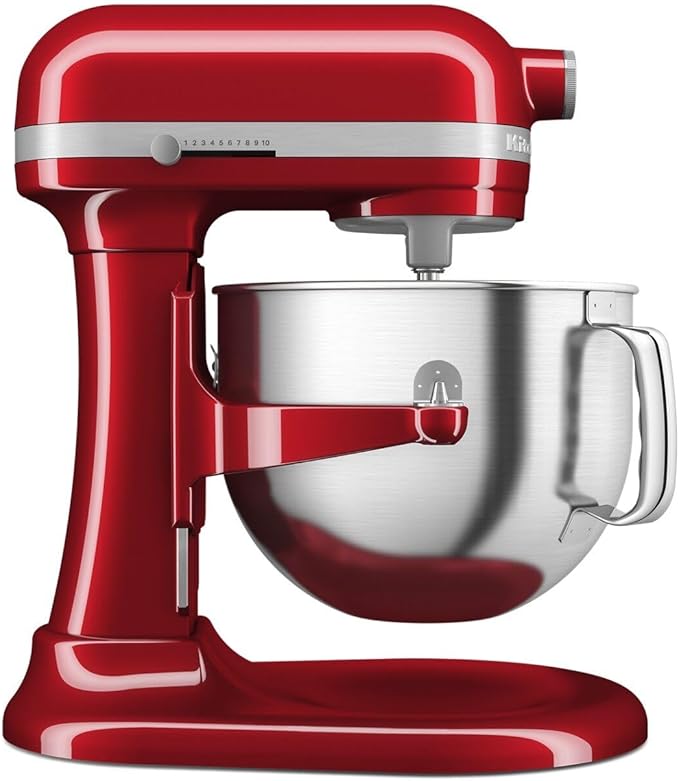 KitchenAid® 7 Quart Bowl-Lift Stand Mixer, Candy Apple Red & KSMMGA Metal Food Grinder Attachment, Silver
