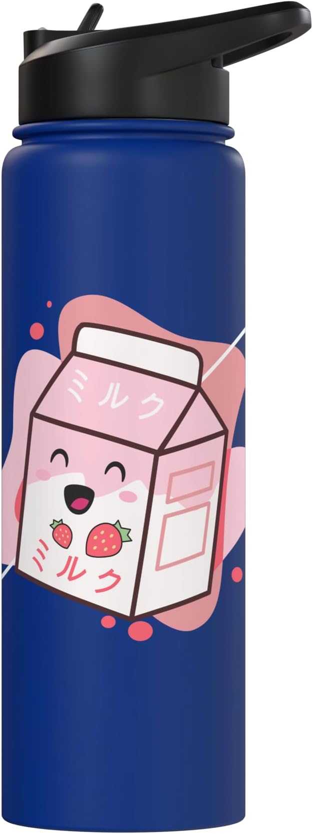 Kawaii Milk Cow Retro Japanese Strawberry Strawberry Milk Stainless Steel Insulated Water Bottle