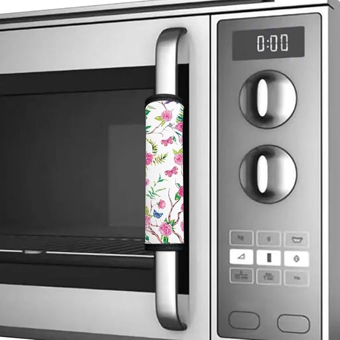 6 PCS Refrigerator Door Handle Covers, Kitchen Appliance Gloves Anti-Slip for Ovens Dishwashers Keep Kitchen Appliance Clean Party Holiday Home Decoration, Pink Rose Floral