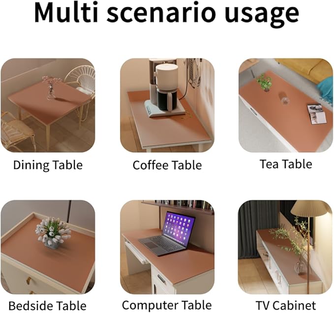 Leather Table Cover,1.8mm Thick,42x60 Inch Table Protector,Table Protector for Dining Room Table,Dining Table Cover,Table Cover Protector,Dining Room Table Protector Pad(Brown+Gray,42x60)