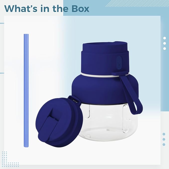 Blue Portable Blender, 850Ml Electric Juicer, 12-Vane Smoothie Maker, Double Cap Lid, Straw, Usb-C Rechargeable, 1500Mah