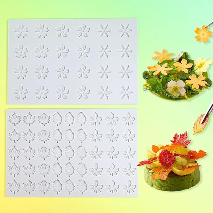 Hollow 3D Leaf Tuille Lace Silicone Cake Moulds, Molds Silicone Baking Fondant Tuile Molds, Polymer Clay Mold for Baking, Clay, Resin, Sugar Craft, Dessert Cake Decoration (1pcs Leaf Candy Mold)