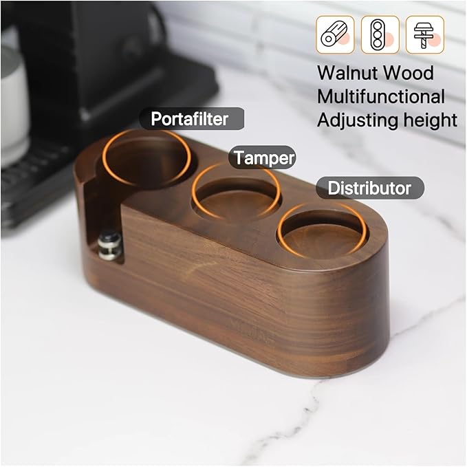 Walnut Wood Coffee Filter Holder, Espresso Tamper Mat Stand, Coffee Maker Support Base Rack, Barista Accessories(WHITE)