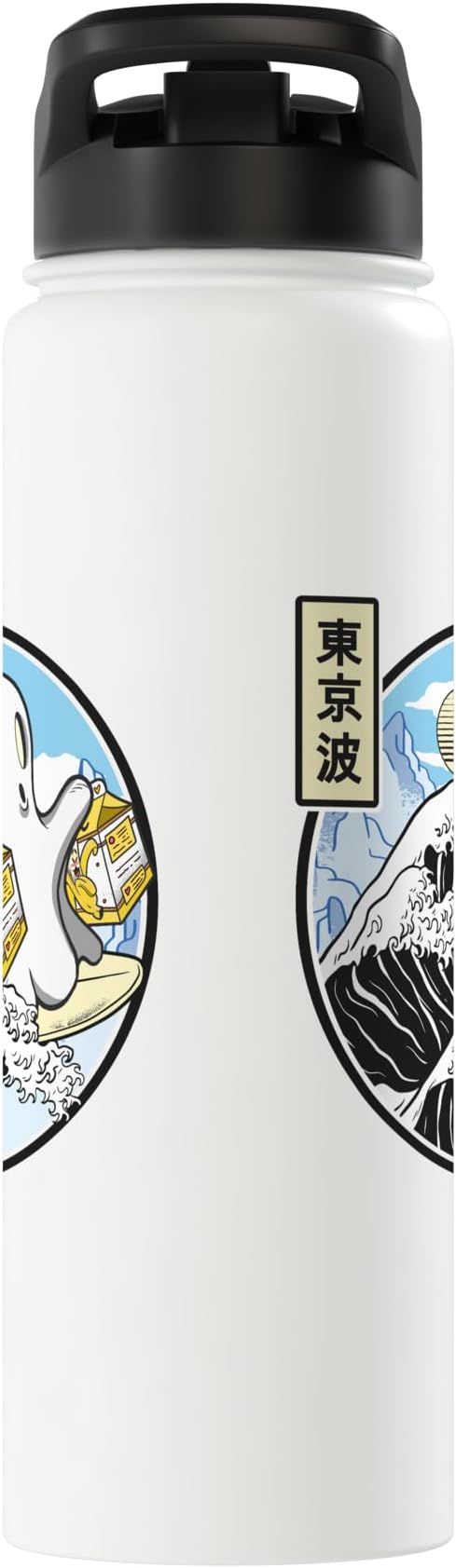 Surfing Ghost Banana Milk Cartons Kanagawa Wave Kawaii Anime Stainless Steel Insulated Water Bottle
