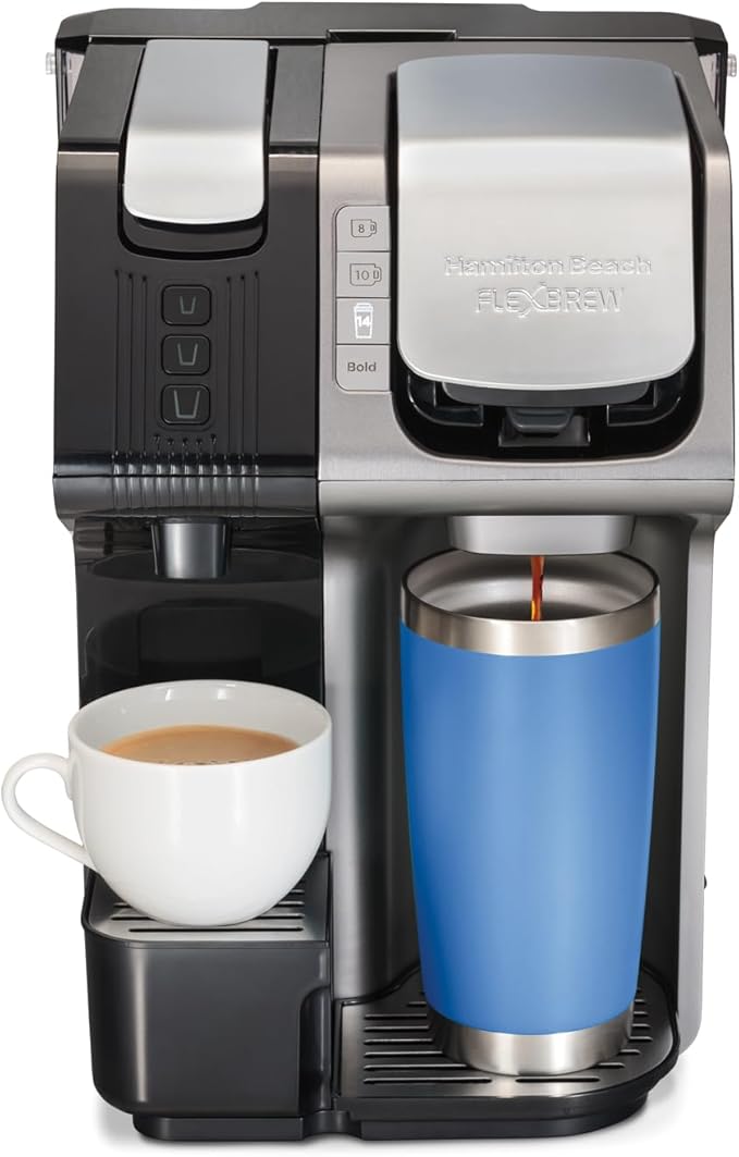 Hamilton Beach FlexBrew Trio 2-Way Coffee Maker, Compatible with K-Cup Pods or Grounds, Combo, Single Serve & Espresso Machine with 19 Bar Pump, 56 oz. Removable Reservoir, Black