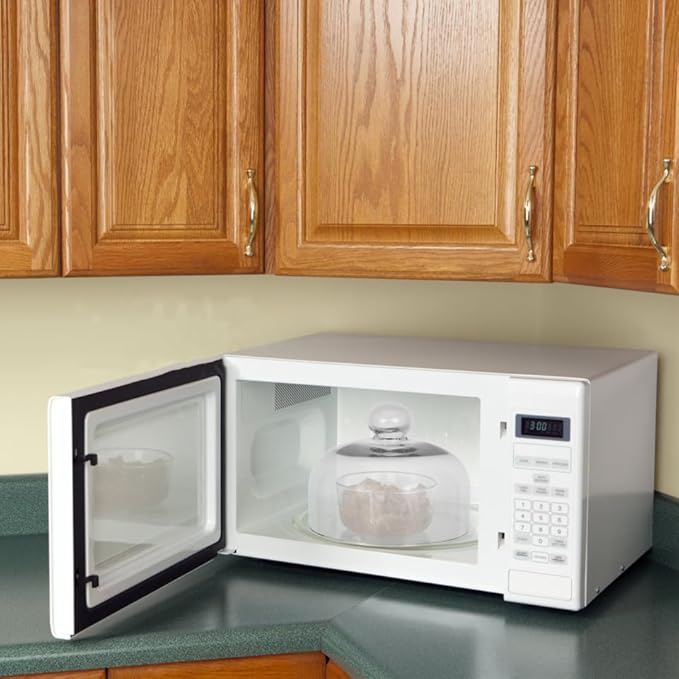 SOIMISS 6.2-Inch Mini Glass Microwave Splatter Cover, 4.7" Tall Dome Food Lid with Steam Vent, Heat-Resistant Clear Splash Guard for Soup Bowls and Mugs