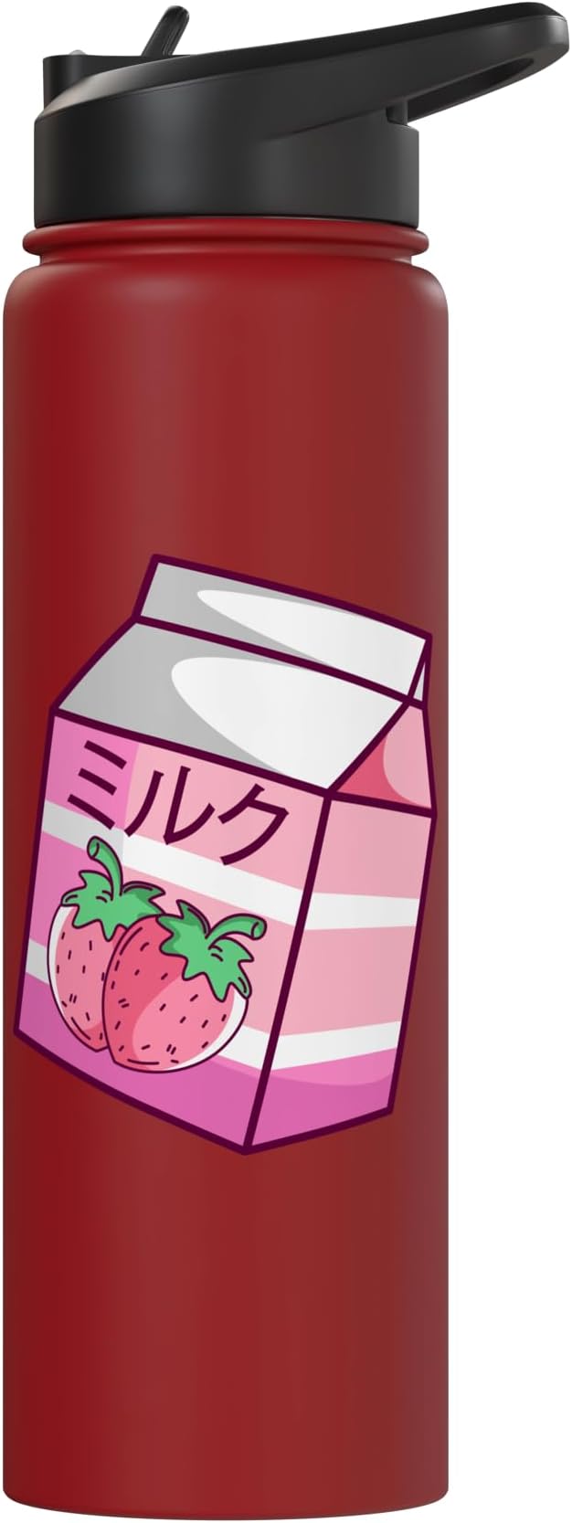 Kawaii Japanese Pink Retro 90s Strawberry Milk Carton Stainless Steel Insulated Water Bottle