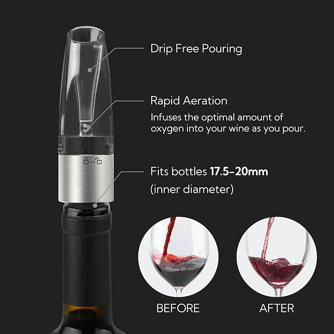 KITCHENDAO Wine Saver Pump with Sound Indicator and 2-in-1 Wine Aerator Pourer and Stopper
