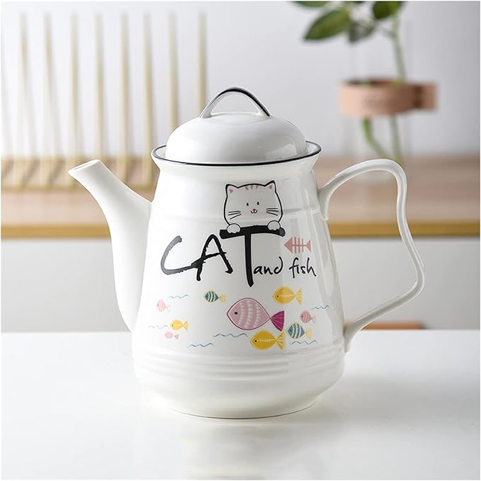zxb-shop Pitcher Ceramic Cold Kettle with Handle Large Capacity Filter Teapot Household High Temperature Resistant Pitcher with Lid（60.6 Oz） Water Bottle (Color : H)