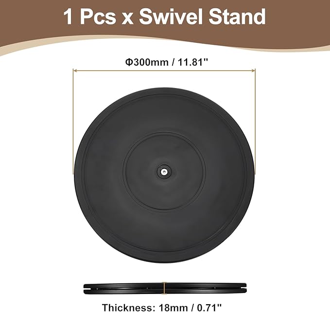 uxcell 3Pcs 12 Inch Rotating Swivel Stand with Steel Ball Bearings, 360 Degree Rotating Lazy Susan Turntable Organizer Round Rotating Plate for TV Sculpture Computers Monitor, Black