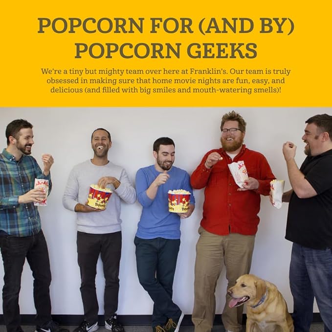 Franklin's Gourmet Popcorn All-In-One Popcorn Packs for Popcorn Machine - 2oz Pack of 10 - Packs of Organic Corn Kernels with Buttery Salt & Oil | Made in USA
