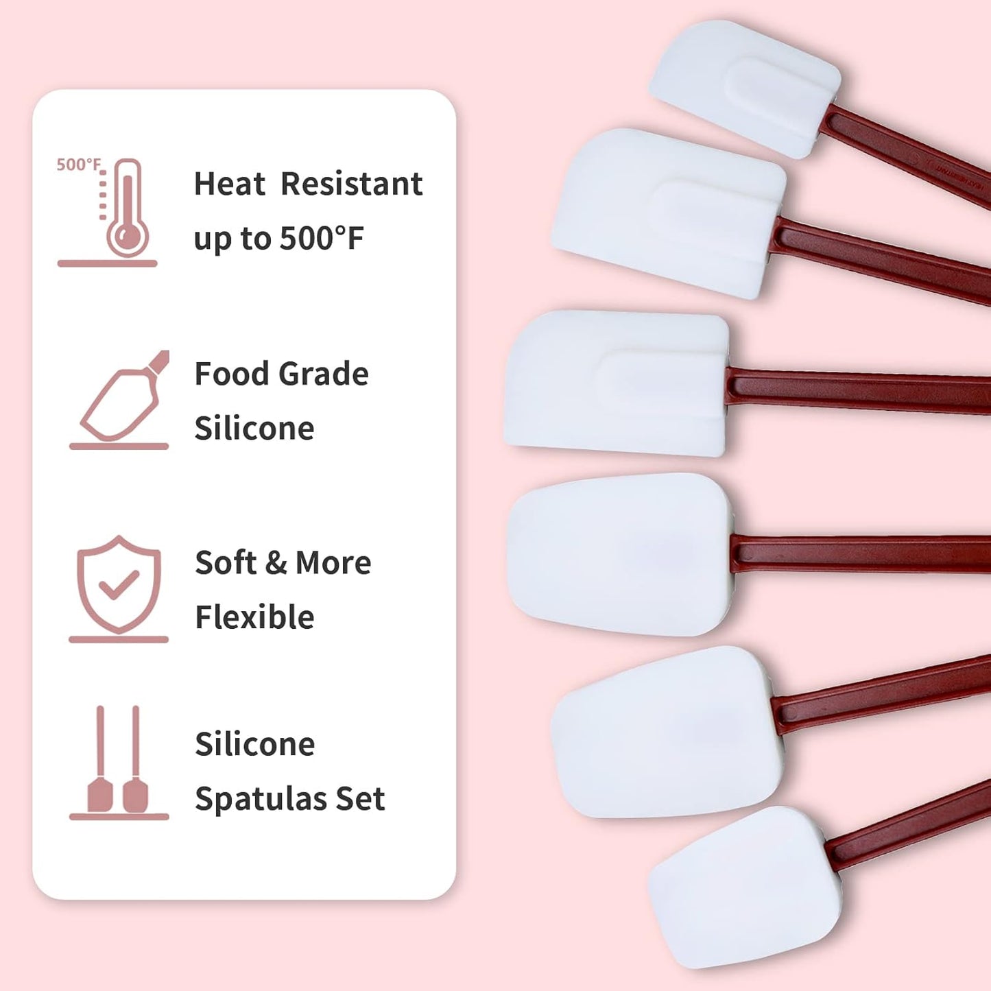 16.5 INCH Silicone Spatulas Heat Resistant Heavy Duty Rubber Spatulas Commercial Spatulas Set for Kitchen Use Silicone Cooking Utensils Sets of 2