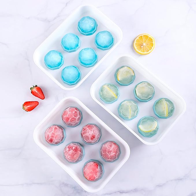 2 Pcs Diamond Ball Cake Silicone Molds, 3D Geometric Half Ball Mousse Cake Baking Molds, Silicone Pastry Chocolate Molds for Cake Decoration French Dessert Truffle Jelly Pudding (6-Cavity)