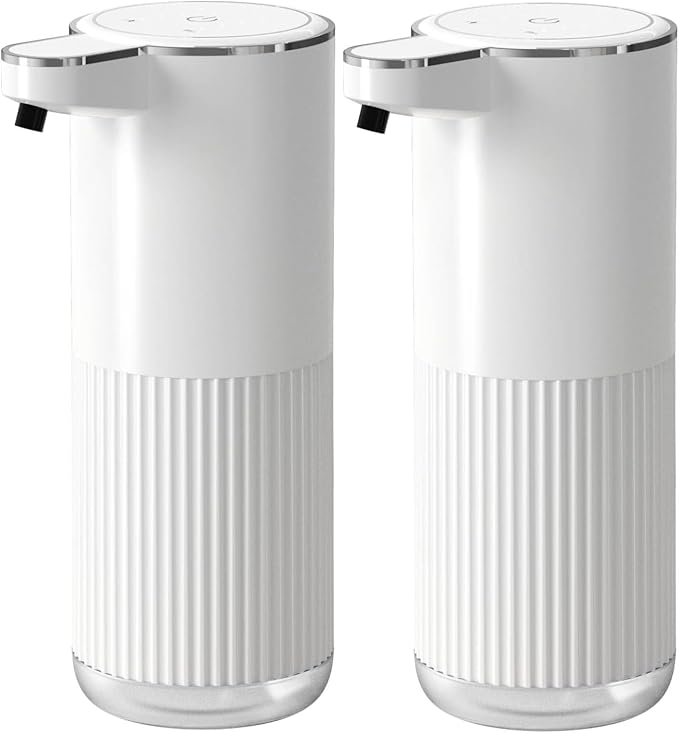 2Pack Automatic Soap Dispenser, Touchless Foaming Soap Dispenser Bathroom,Upgrade Hand & Dish Electric Dispenser 4-Level Adjustable Waterproof Wall Mount Kitchen Auto Soap Pump for Thin & Thick Liquid