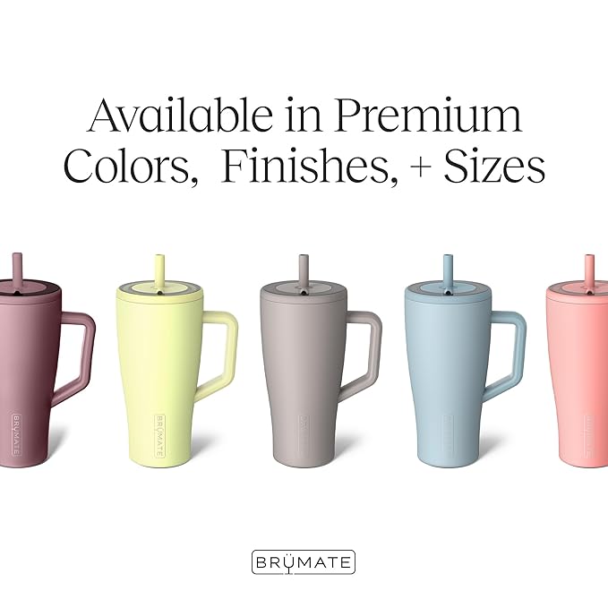 BrüMate Era 30 oz Tumbler with Handle and Straw | 100% Leakproof Insulated Water Bottle Tumbler with Lid and Flexible SoftSip Straw | Made of Stainless Steel | Cup Holder Friendly | 30oz (Dune)