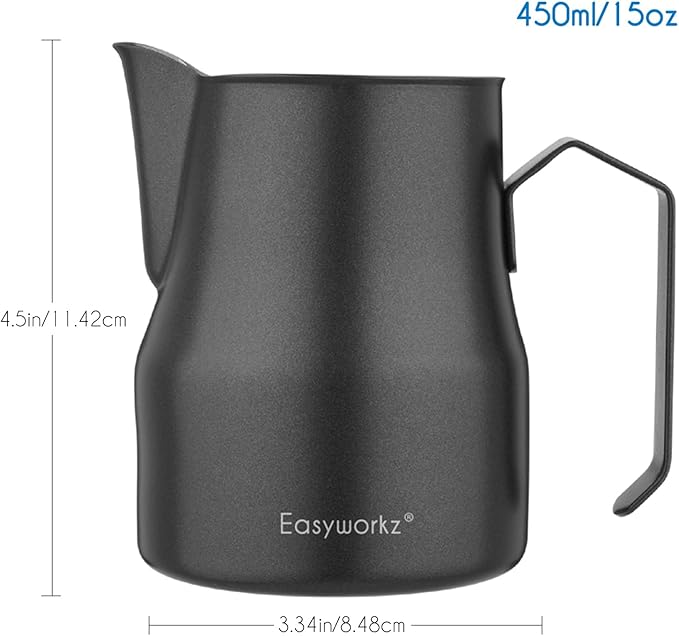Easyworkz Pedro Stovetop Espresso Maker 6Cup 300ml, Bundled Espresso Steaming Pitcher Stainless Steel 15 oz Coffee Frothing Picther Milk Jug Cappuccino Latte Art Cup