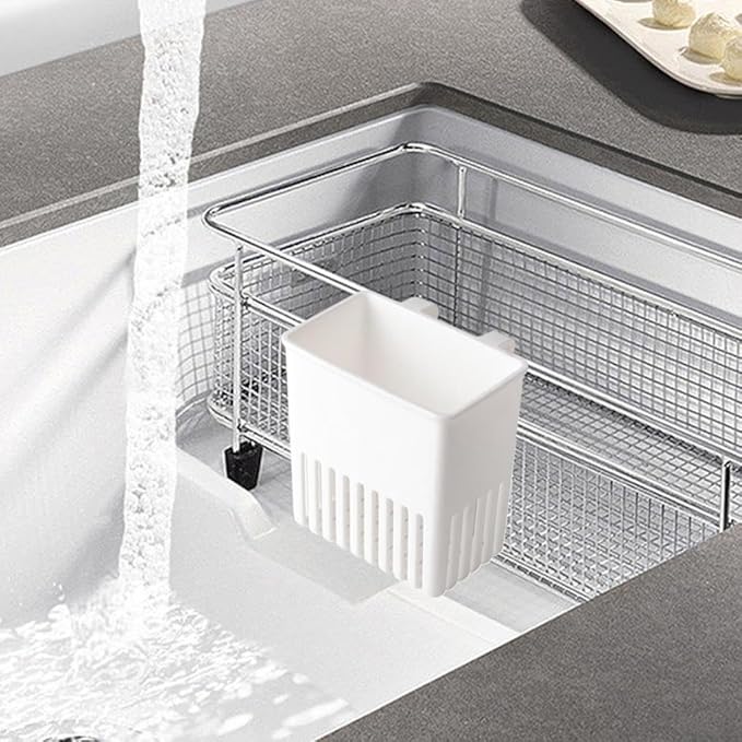 Utensils Holder, Cutlery Drying Rack with Efficient Drain System, Compact Kitchen Drain Basket, Easy to Install Utensil Silverware Storage Holder for Utensil Forks Chopsticks (2PC-White)