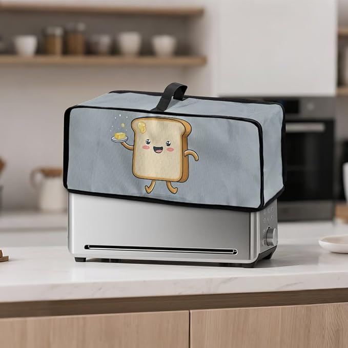 Slim Toaster 2 Slice Compact Thin Cover for 2 Slice Slim Toaster Funny Bread Pattern Easy to Fold and Carry Water-Resistant Dust Covers for Kitchen Appliances