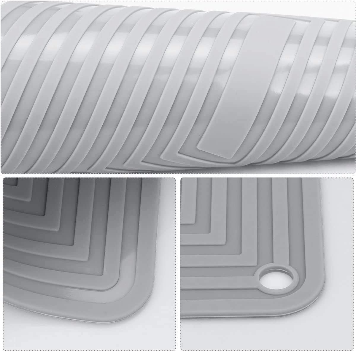 LogHog Large Silicone Trivet Mats for Hot Dishes/Pans, Heat Resistant Pot Holder, 9x12 Non Slip Flexible Durable Pot Coaster Kitchen Table Mats Set of 2 (Gray)